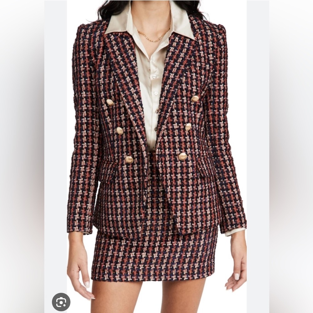 L'AGENCE Multicolor Tweed Blazer